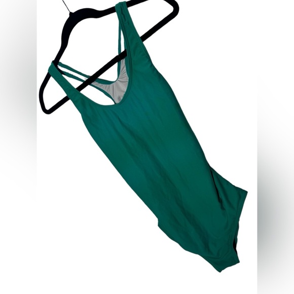 💚cute SOLID GREEN one piece swimsuit bathing suit size 8-10 ZERECA - Picture 1 of 10